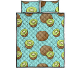 Kiwi blue background Quilt Bed Set