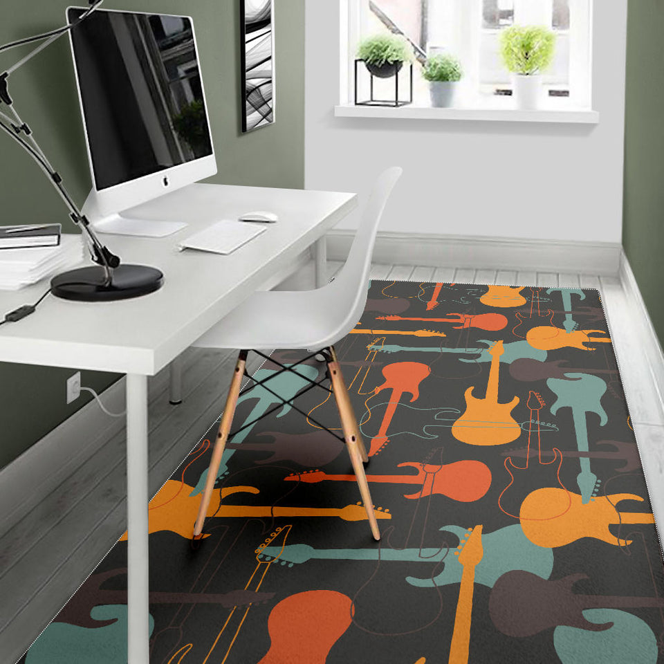 Electric Guitars Pattern Area Rug