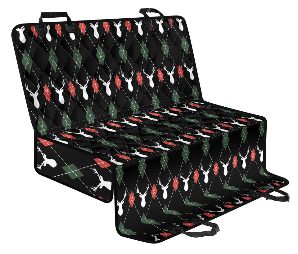 Deer Christmas New Year Pattern Argyle Dog Car Seat Covers