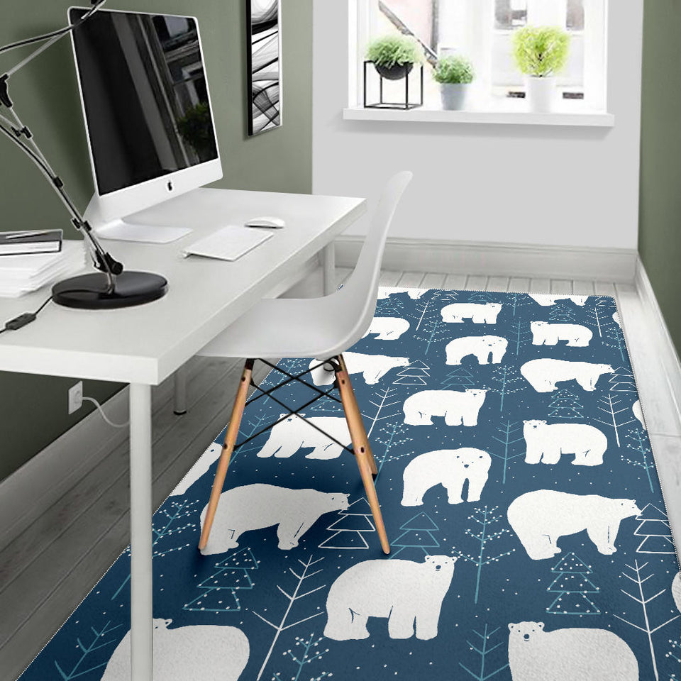 Polar Bear Mother Her Child Pattern Area Rug