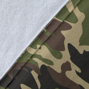 Dark Green Camo Camouflage Pattern Premium Blanket