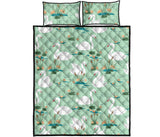 White swan lake pattern Quilt Bed Set