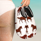 Horses Running Pattern Background Aqua Shoes