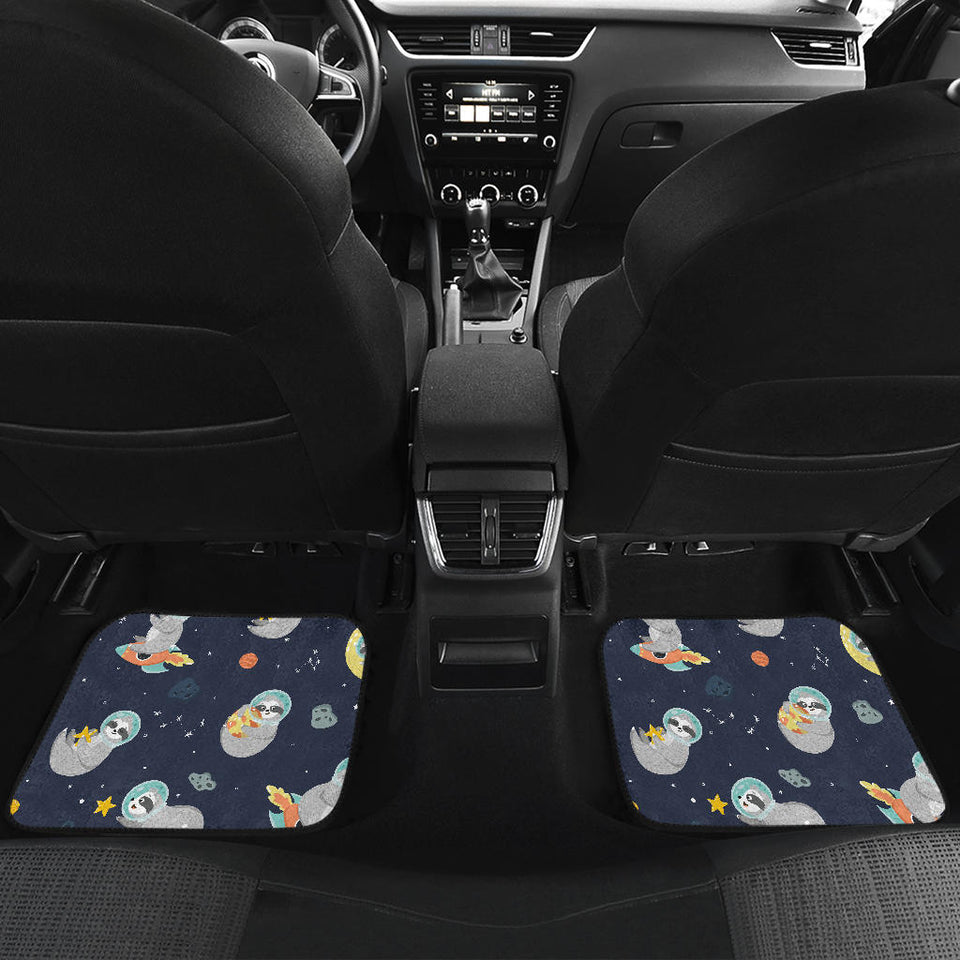 Cute Sloth Astronaut Star Planet Rocket Pattern Front And Back Car Mats