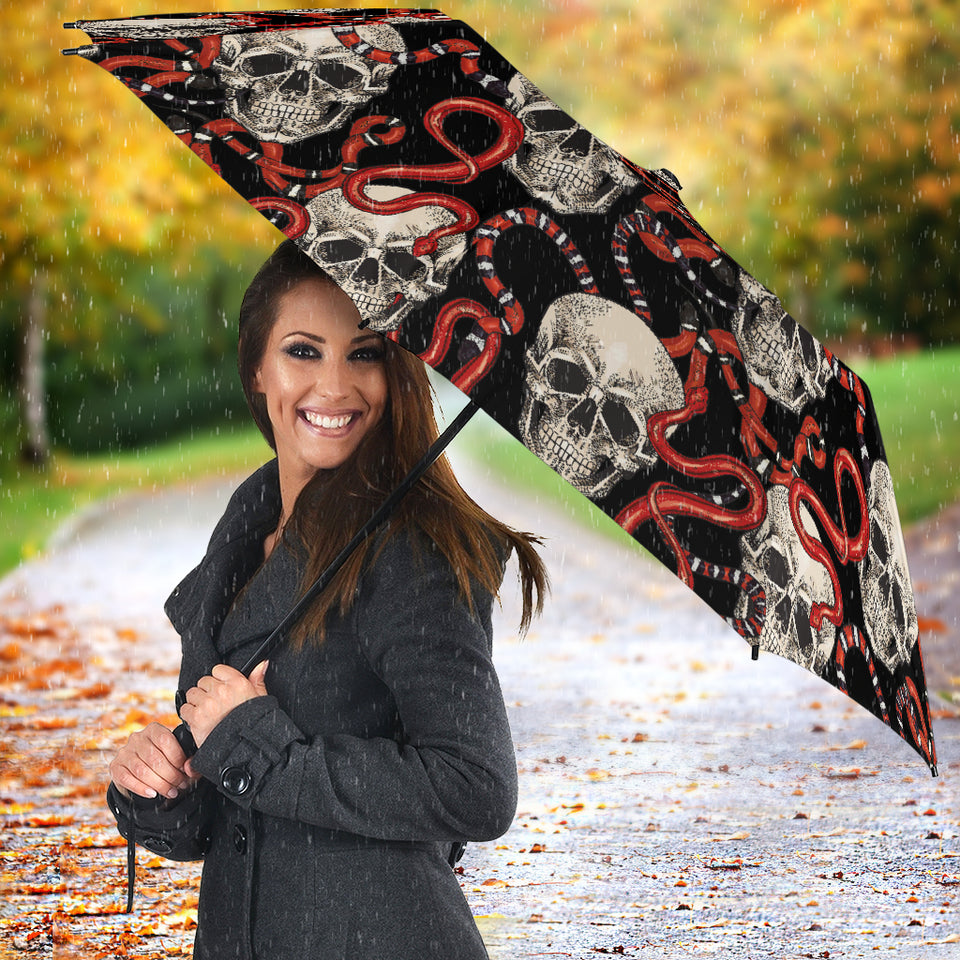 Red Snake Skull Pattern Umbrella