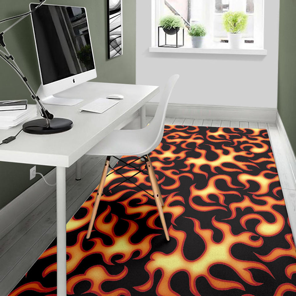 Fire Flame Dark Pattern Area Rug