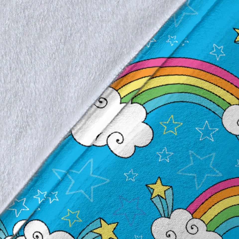 Rainbows Sky Clouds Pattern Premium Blanket
