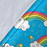 Rainbows Sky Clouds Pattern Premium Blanket