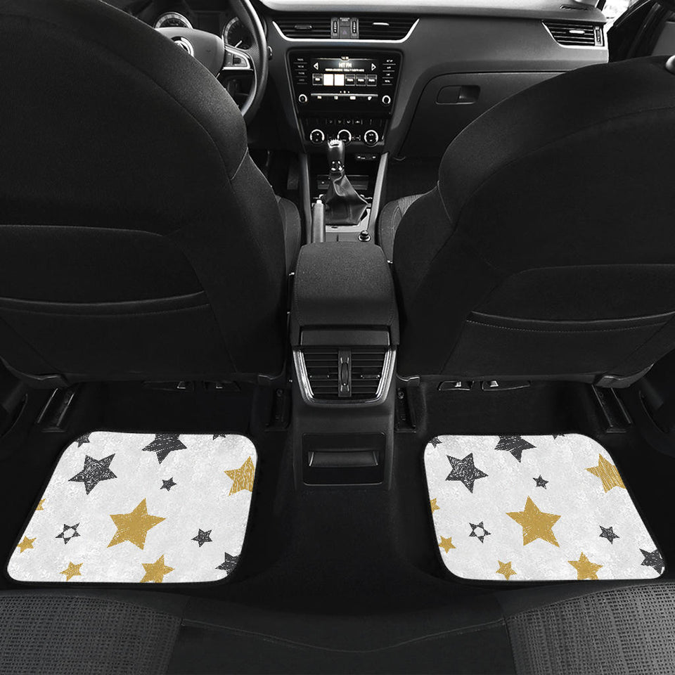 Hand Drawn Gold Black Star Pattern Front And Back Car Mats