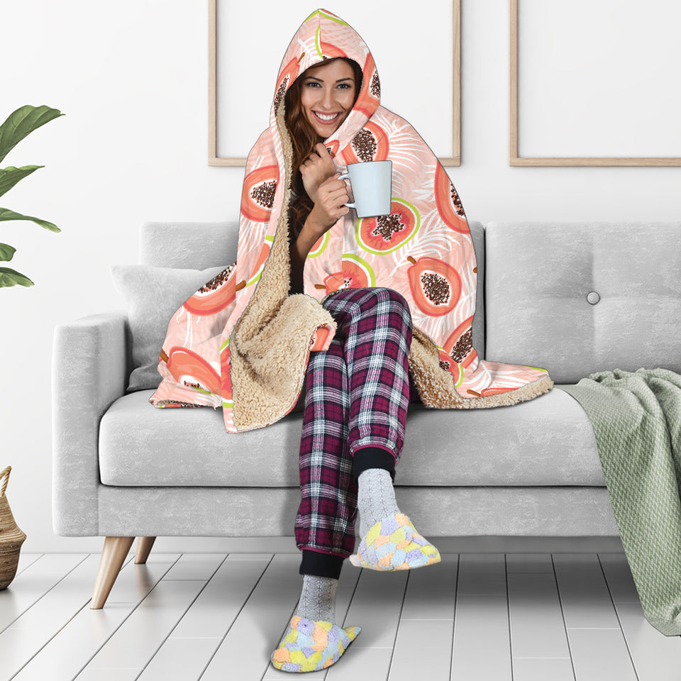 Papaya Leaves Pattern Hooded Blanket