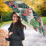 Heliconia Flowers, Palm And Monstera Leaves Umbrella