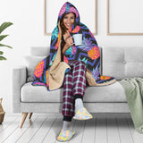 Pineapples Pattern Zigzag Background Hooded Blanket