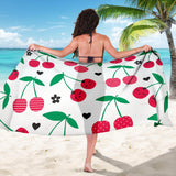 Cherry Pattern White Background Sarong