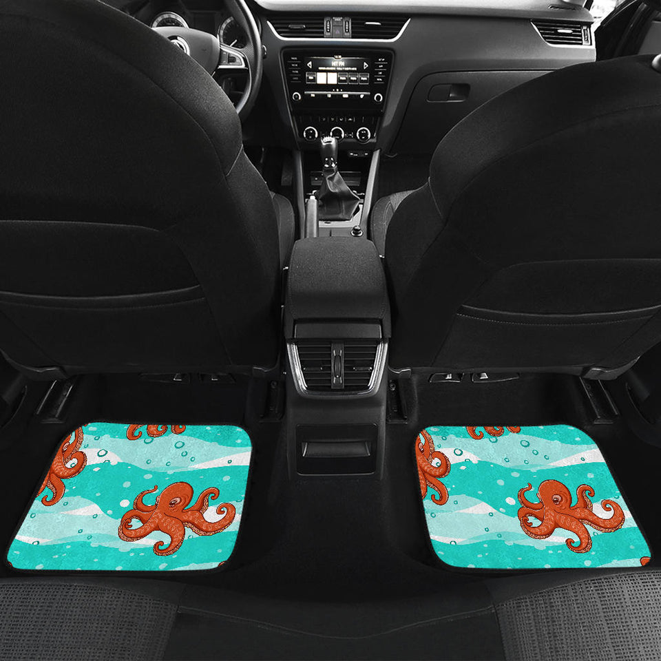 Octopuses Sea Wave Background Front And Back Car Mats