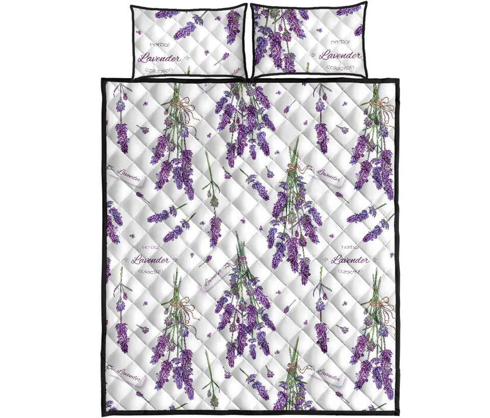 lavender flower design pattern Quilt Bed Set