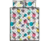 Dragonflies ginkgo leaves pattern Quilt Bed Set