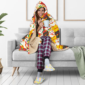 Colorful Maneki Neko Lucky Cat Pattern Hooded Blanket