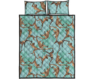 Monkey Palm tree background Quilt Bed Set
