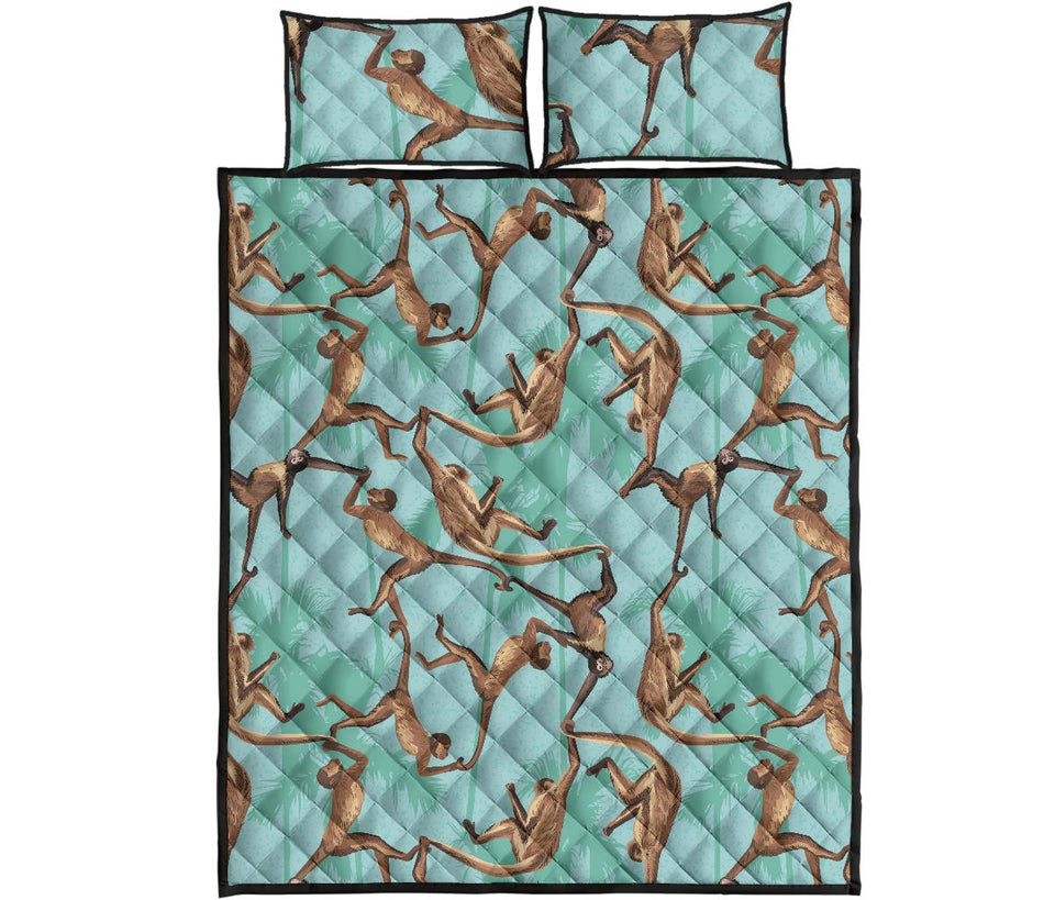 Monkey Palm tree background Quilt Bed Set