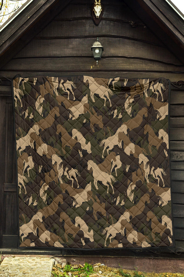 Horse Camo Camouflage Pattern Premium Quilt.
