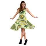 Durian Leaves Pattern Background Sleeveless Midi Dress