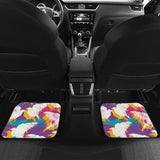 Colorful Crow Illustration Pattern Front And Back Car Mats