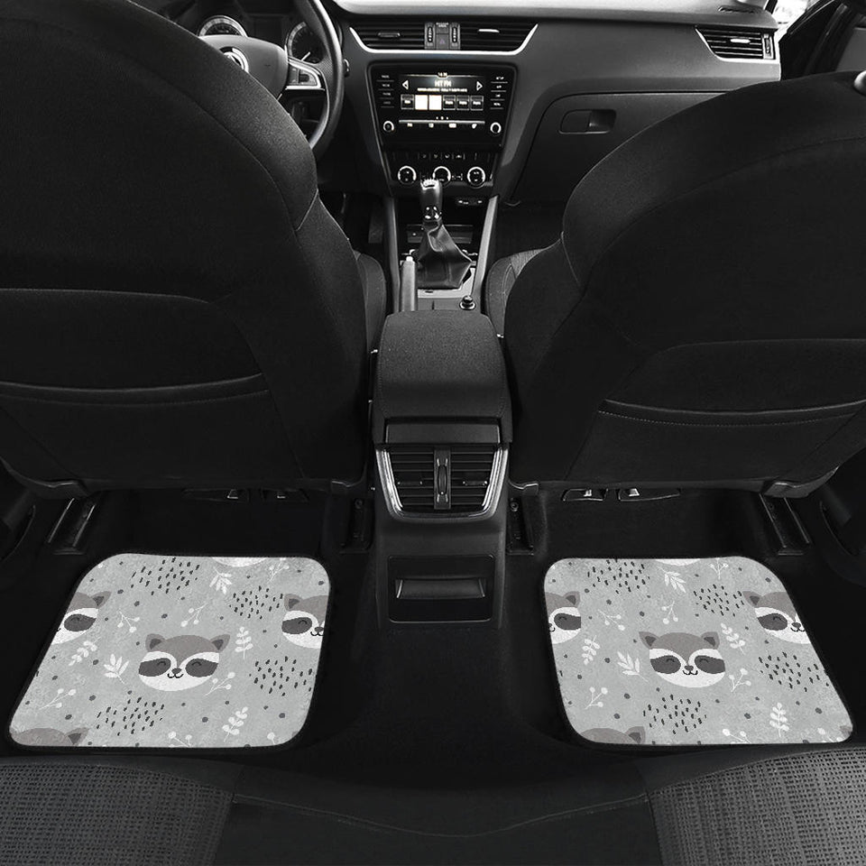 Cute Raccoons Leaves Dot Front And Back Car Mats