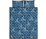 Hand drawn sailboat pattern Quilt Bed Set