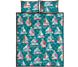 Cute sailboat pattern Quilt Bed Set