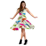 Colorful Chameleon Lizard Pattern Sleeveless Midi Dress