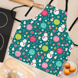 Snowman Bird Decorative Elements Christmas Pattern Adjustable Apron