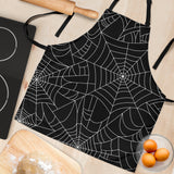 Spider Web Pattern Black Background White Cobweb Adjustable Apron
