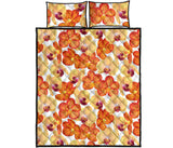 Orange yellow orchid flower pattern background Quilt Bed Set