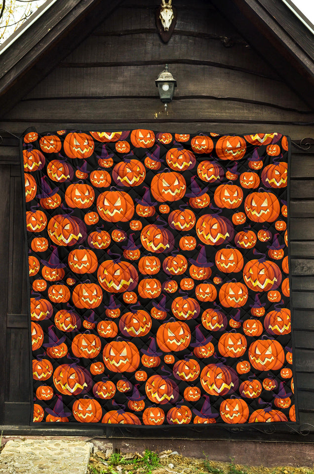 Halloween Pumpkin Pattern Premium Quilt