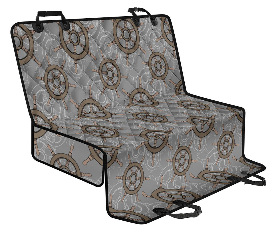 Nautical Wood Steering Wheel Pattern Dog Car Seat Covers