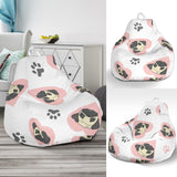 Cute Pugs Pink Heart Paw Pattern Bean Bag Cover