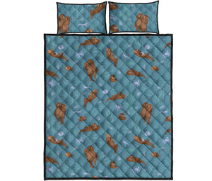Sea otters pattern Quilt Bed Set