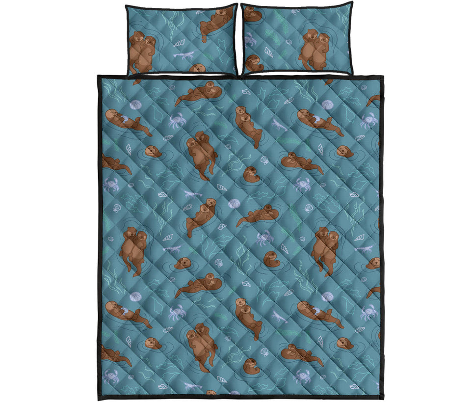 Sea otters pattern Quilt Bed Set