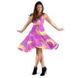 Moon Pink Rose Background Sleeveless Midi Dress