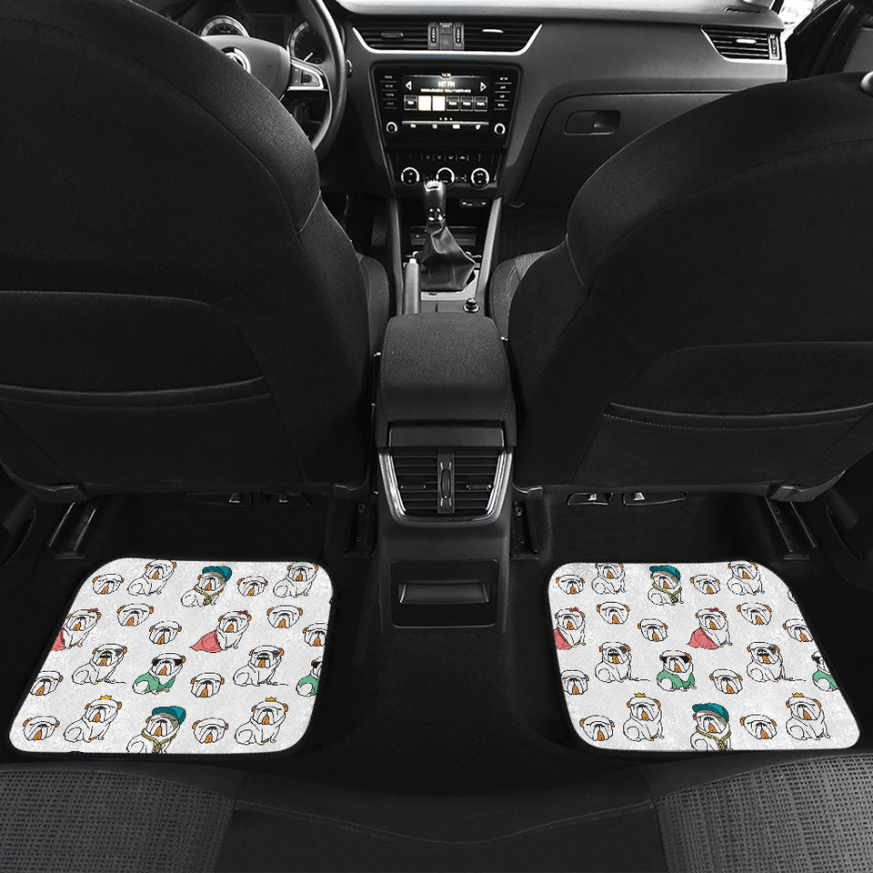 English Bulldog Pattern Print Design 03 Front and Back Car Mats