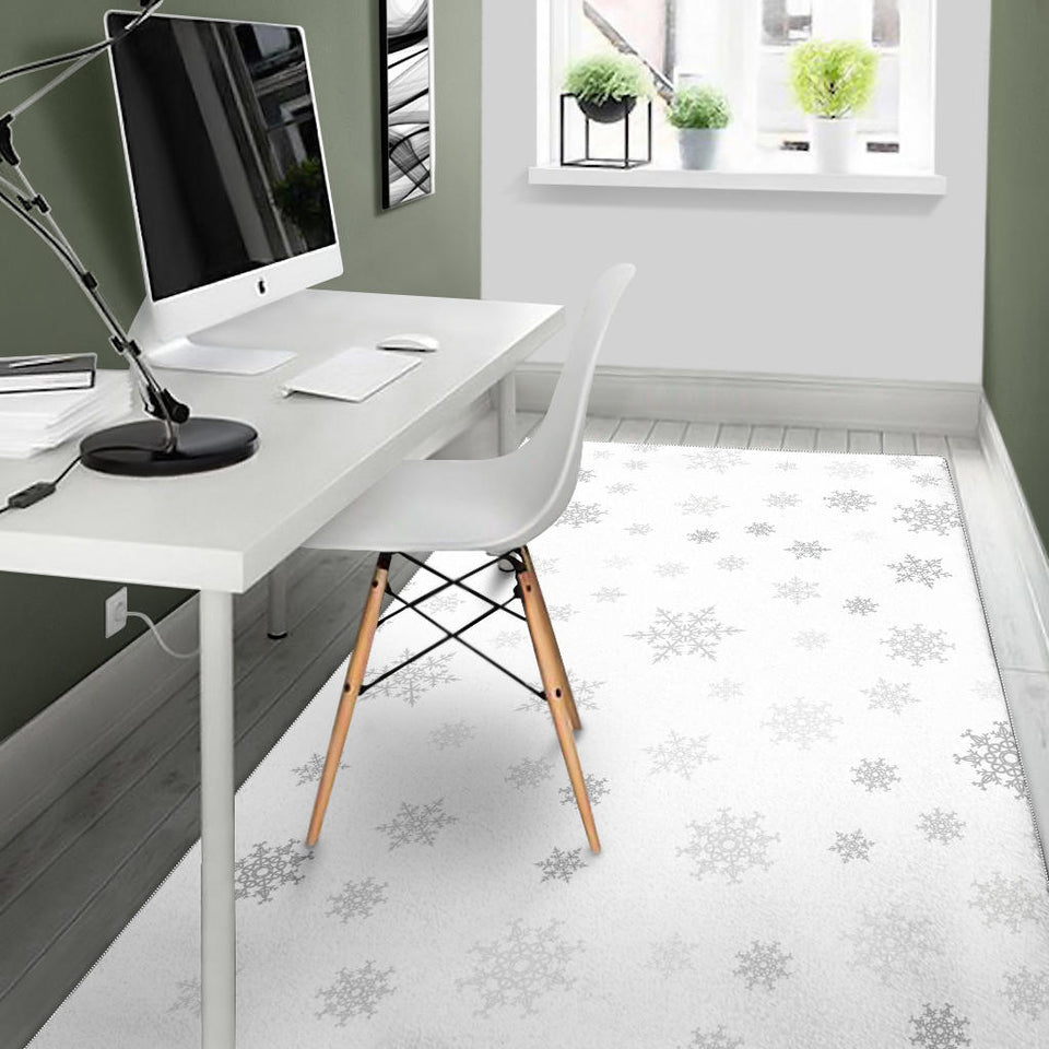 Snowflake Pattern White Background Area Rug