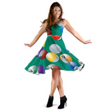 Billiard Ball Pattern Print Design 01 Sleeveless Midi Dress