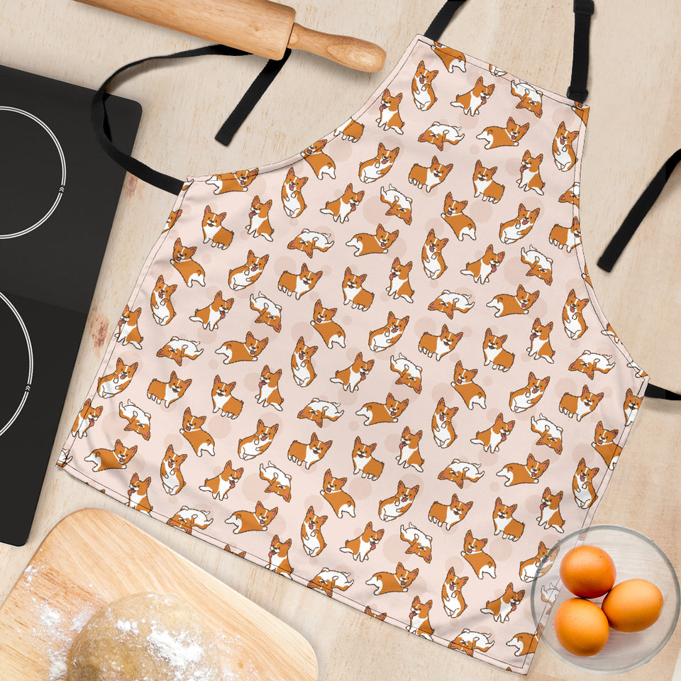 Cute Corgis Pattern Pink Background Adjustable Apron