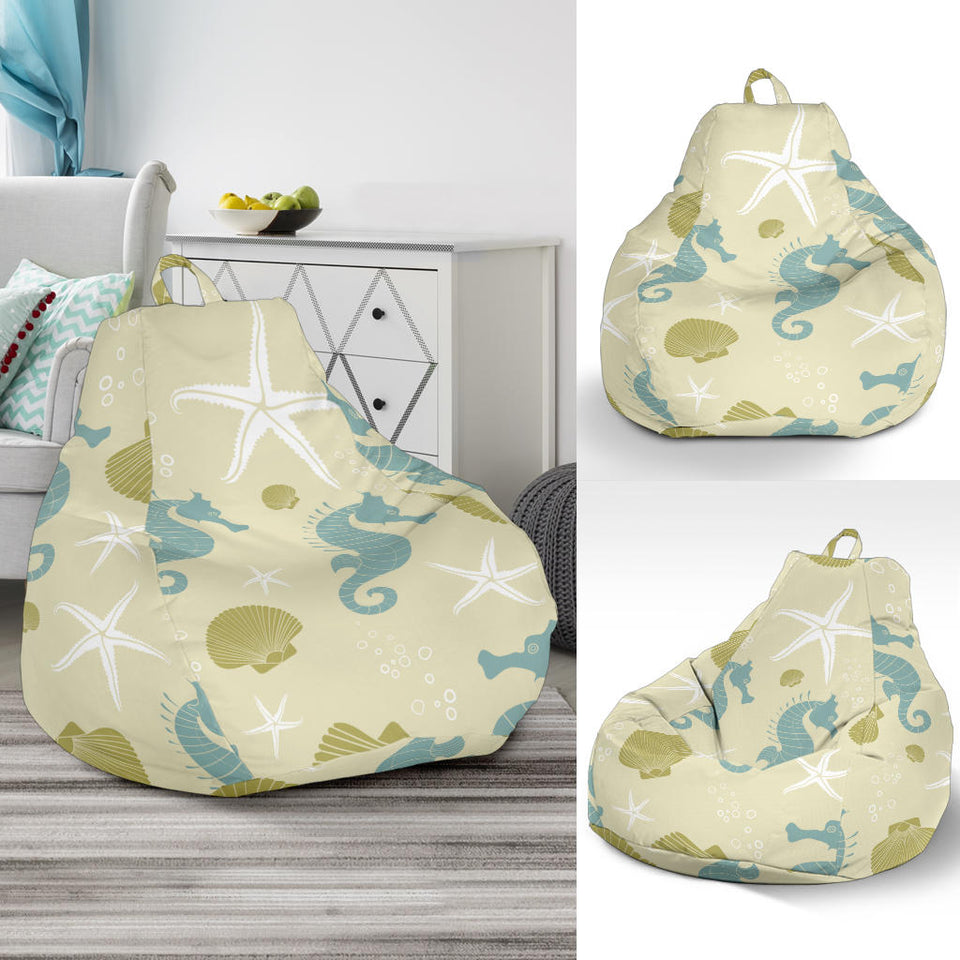 Seahorse Shell Starfish Pattern Background Bean Bag Cover