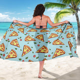 Hand Drawn Pizza Blue Background Sarong