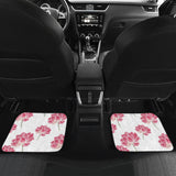 Pink Lotus Waterlily Pattern Front And Back Car Mats