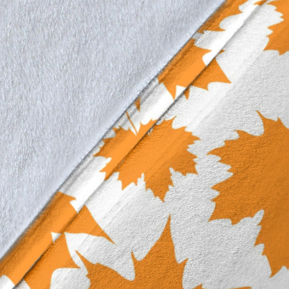 Orange Maple Leaf Pattern Premium Blanket