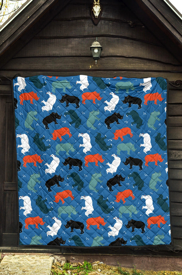 Colorful Rhino Pattern Premium Quilt