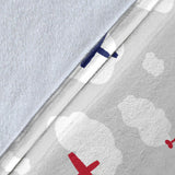 Airplane Cloud Grey Background Premium Blanket