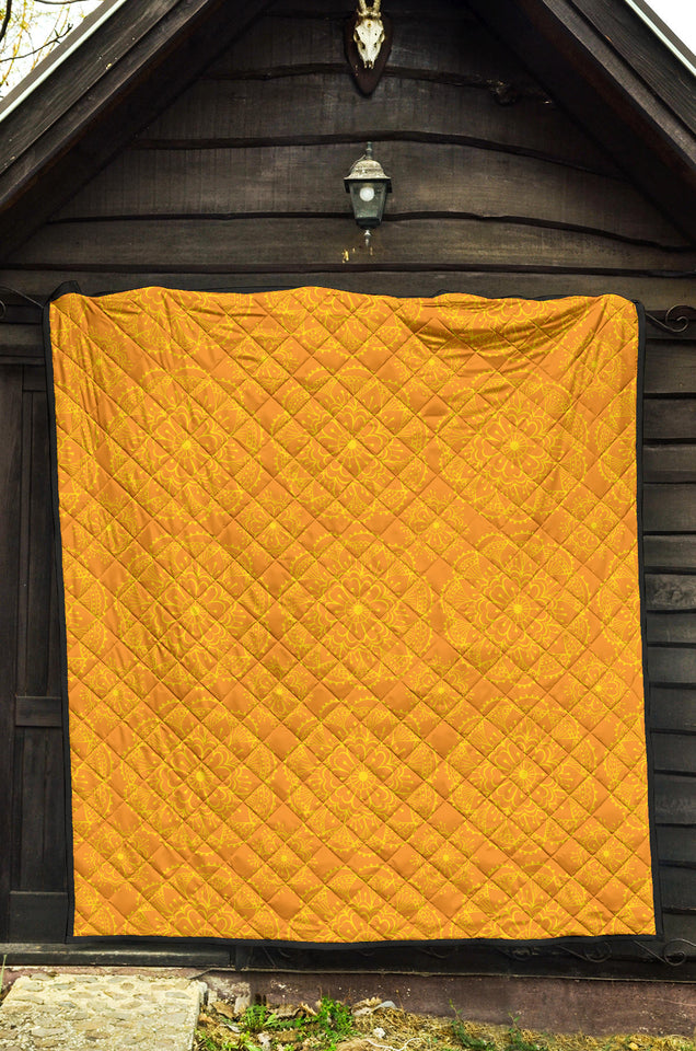 Orange Traditional Indian Element Pattern Premium Quilt